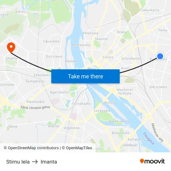 Stirnu Iela to Imanta map