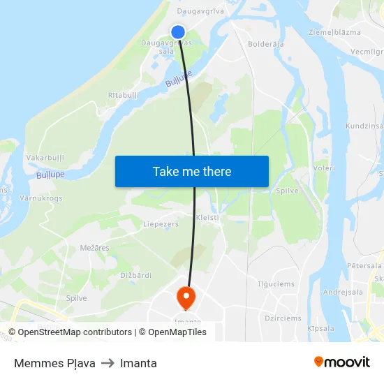 Memmes Pļava to Imanta map
