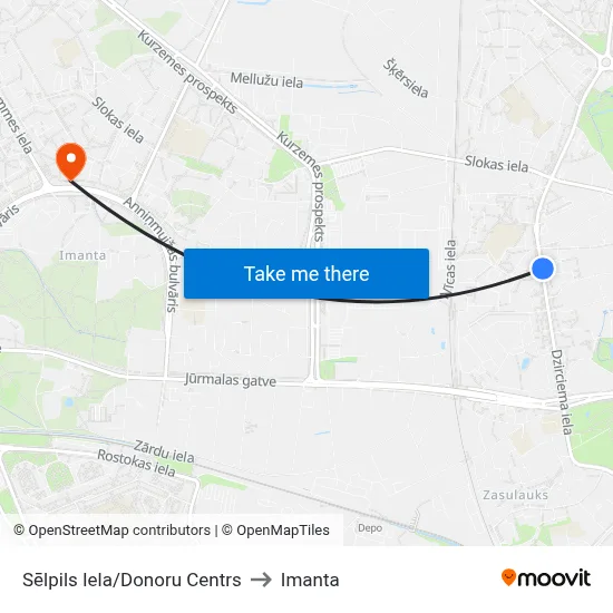 Sēlpils Iela/Donoru Centrs to Imanta map