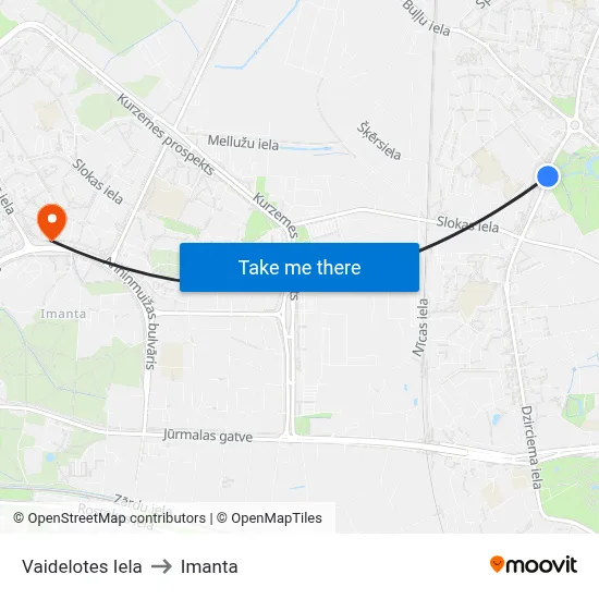 Vaidelotes Iela to Imanta map