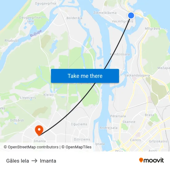 Gāles Iela to Imanta map