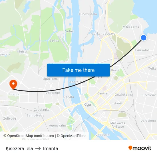 Ķīšezera Iela to Imanta map