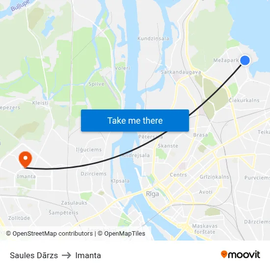 Saules Dārzs to Imanta map