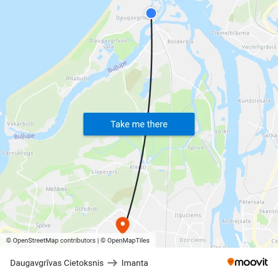 Daugavgrīvas Cietoksnis to Imanta map