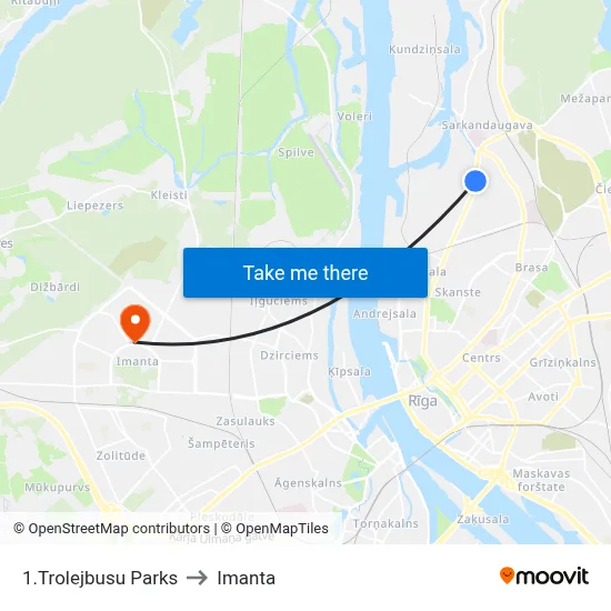 1.Trolejbusu Parks to Imanta map