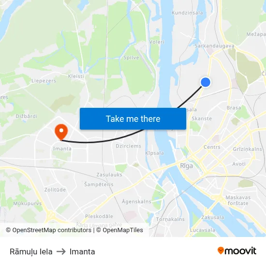 Rāmuļu Iela to Imanta map