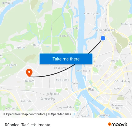 Rūpnīca "Rer" to Imanta map