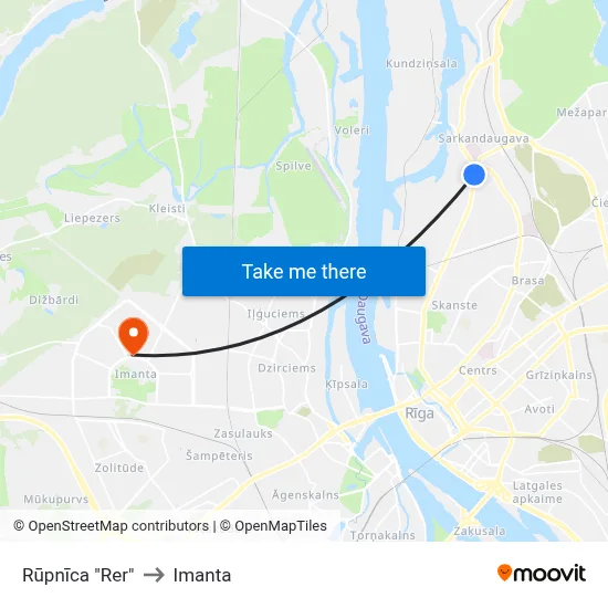 Rūpnīca "Rer" to Imanta map