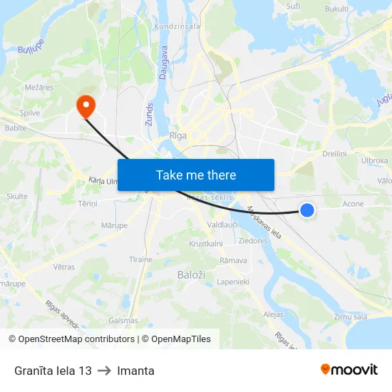 Granīta Iela 13 to Imanta map
