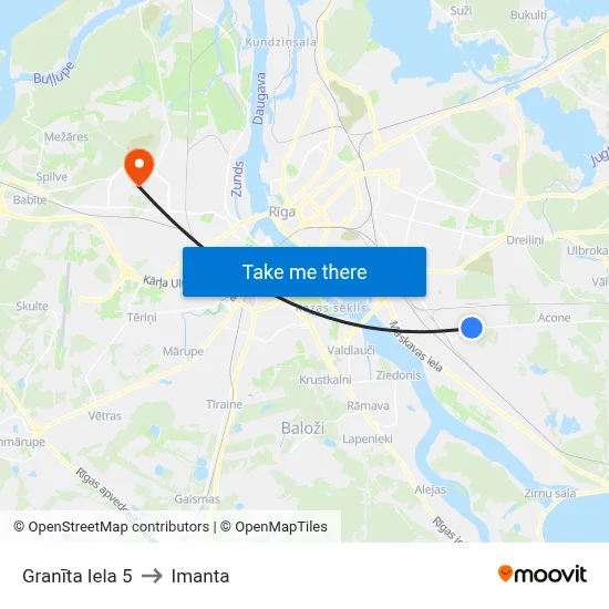 Granīta Iela 5 to Imanta map