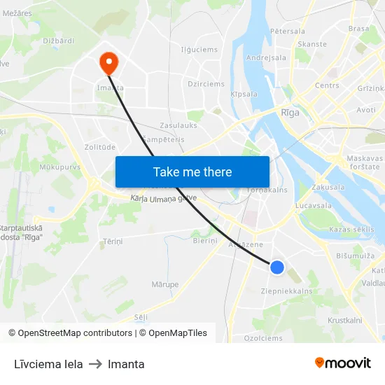 Līvciema Iela to Imanta map