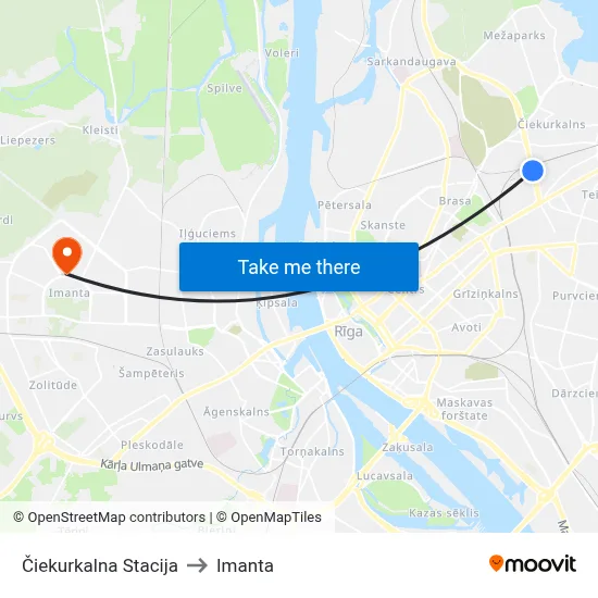 Čiekurkalna Stacija to Imanta map