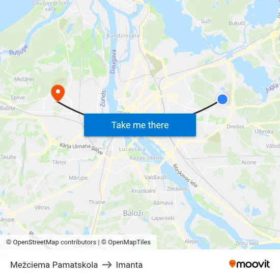 Mežciema Pamatskola to Imanta map