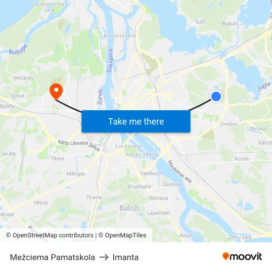 Mežciema Pamatskola to Imanta map