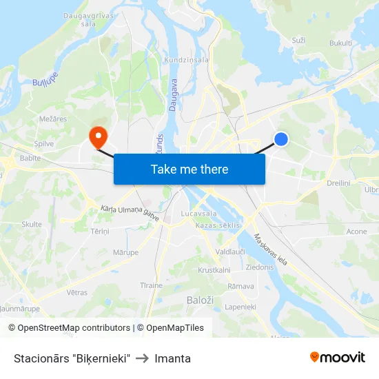 Stacionārs "Biķernieki" to Imanta map