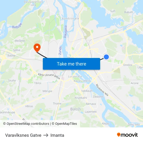 Varavīksnes Gatve to Imanta map