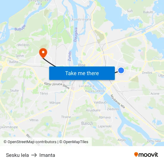 Sesku Iela to Imanta map