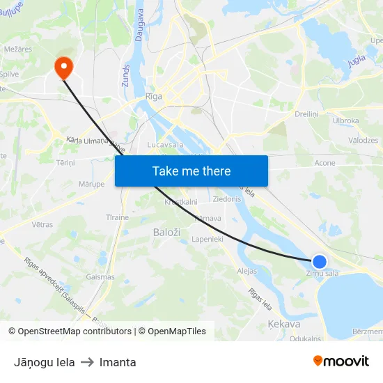 Jāņogu Iela to Imanta map