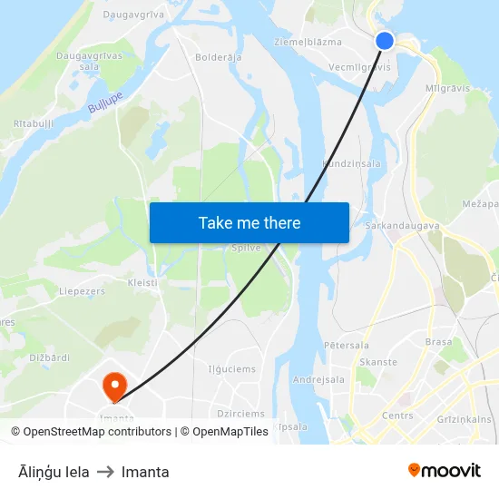 Āliņģu Iela to Imanta map