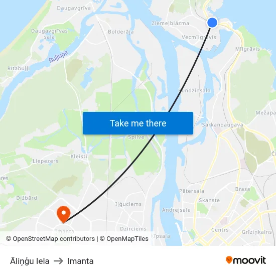 Āliņģu Iela to Imanta map