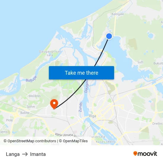 Langa to Imanta map