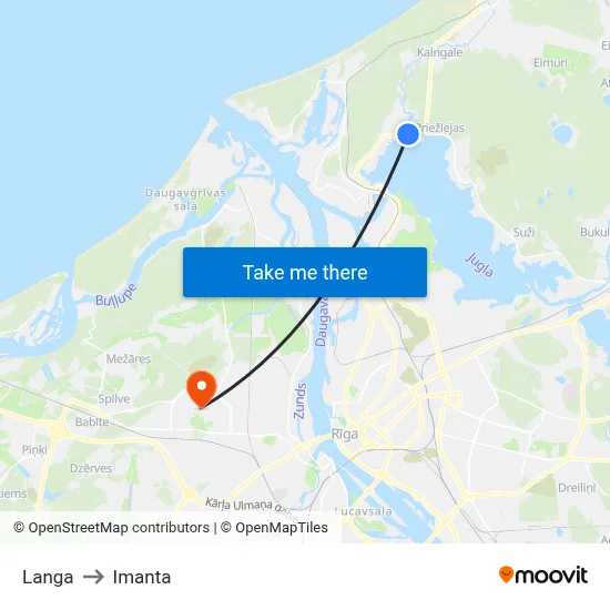 Langa to Imanta map