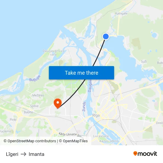 Līgeri to Imanta map