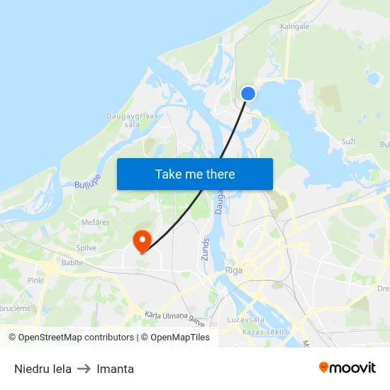Niedru Iela to Imanta map