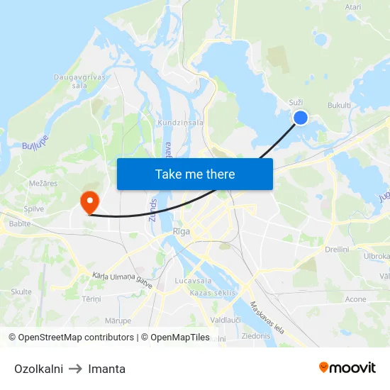 Ozolkalni to Imanta map