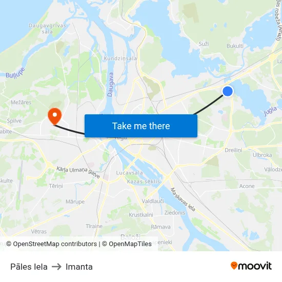 Pāles Iela to Imanta map