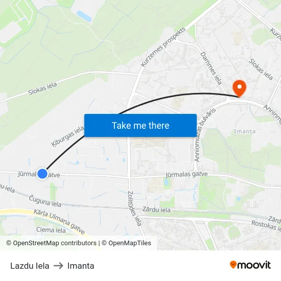 Lazdu Iela to Imanta map