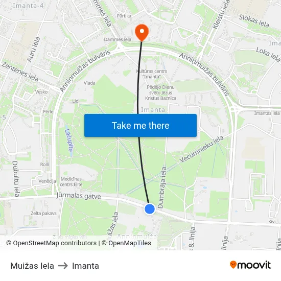 Muižas Iela to Imanta map