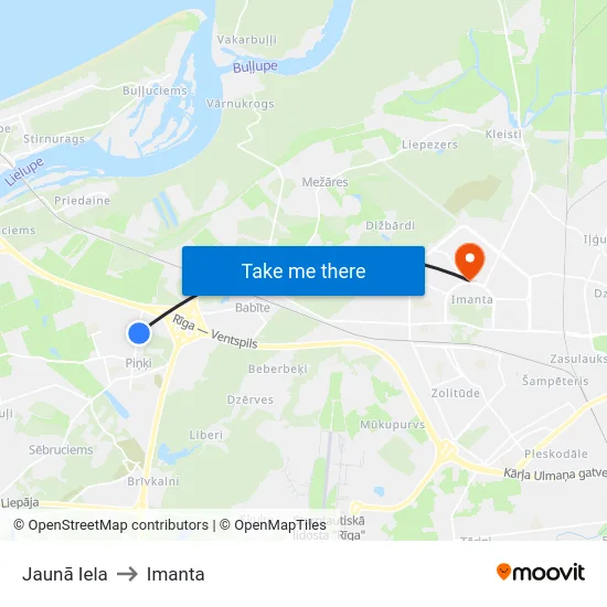 Jaunā Iela to Imanta map
