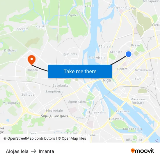 Alojas Iela to Imanta map