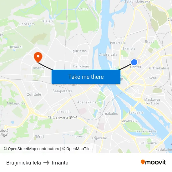Bruņinieku Iela to Imanta map
