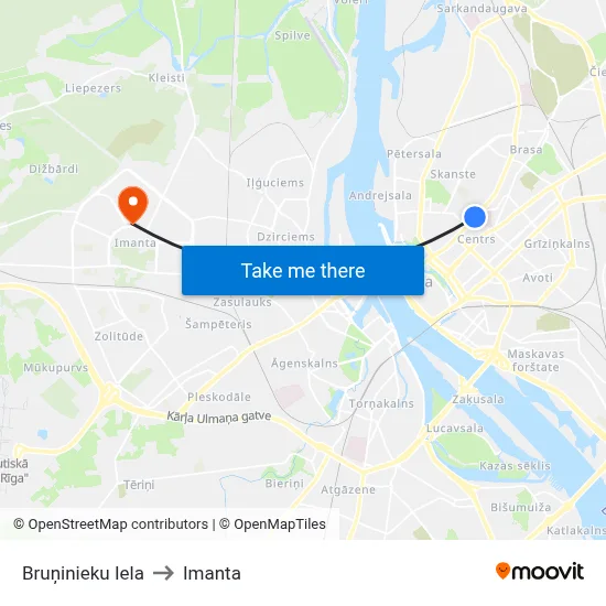 Bruņinieku Iela to Imanta map