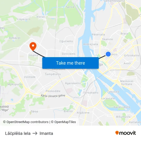 Lāčplēša Iela to Imanta map