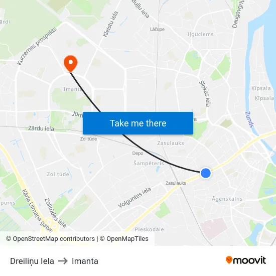 Dreiliņu Iela to Imanta map