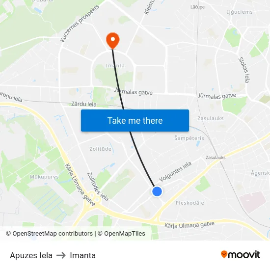 Apuzes Iela to Imanta map