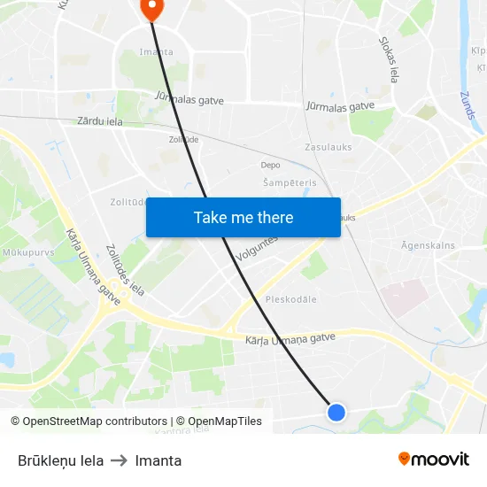 Brūkleņu Iela to Imanta map