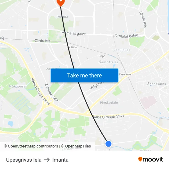 Upesgrīvas Iela to Imanta map