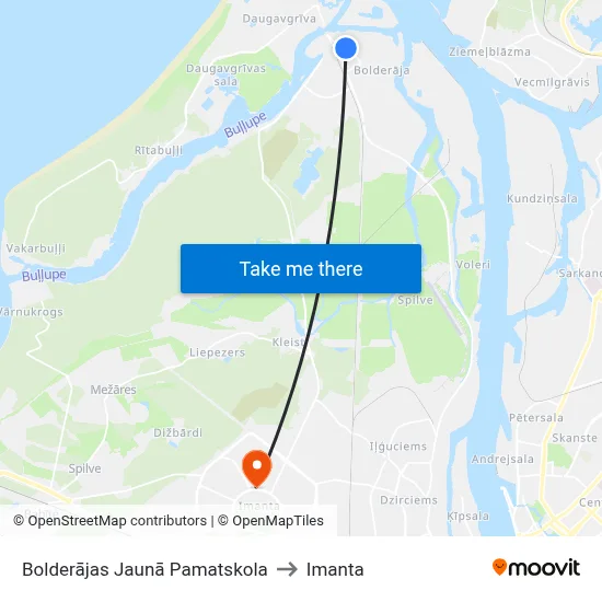 Bolderājas Jaunā Pamatskola to Imanta map