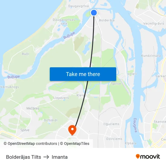 Bolderājas Tilts to Imanta map