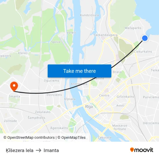 Ķīšezera Iela to Imanta map