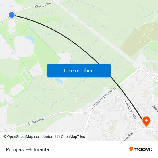 Pumpas to Imanta map