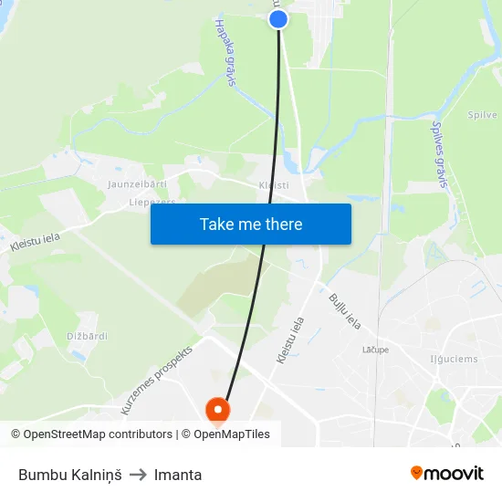 Bumbu Kalniņš to Imanta map