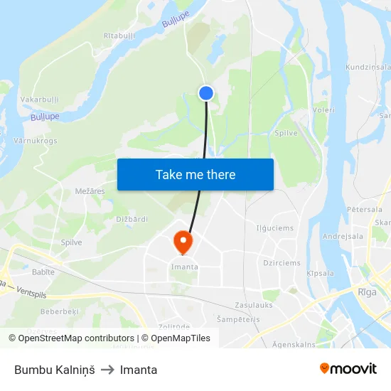 Bumbu Kalniņš to Imanta map