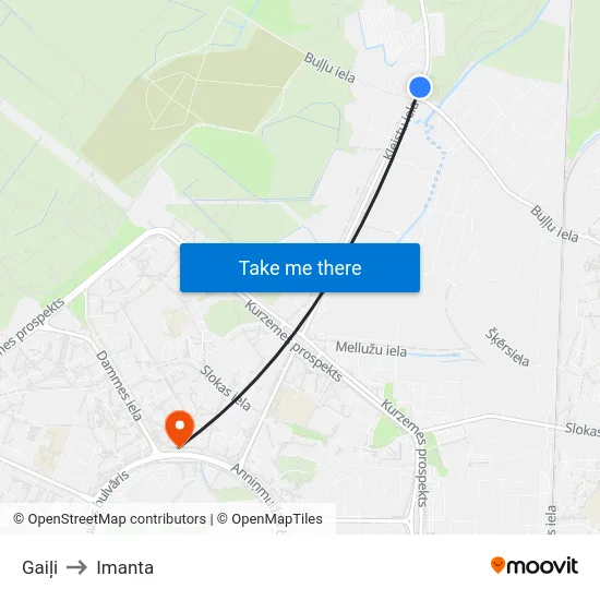 Gaiļi to Imanta map