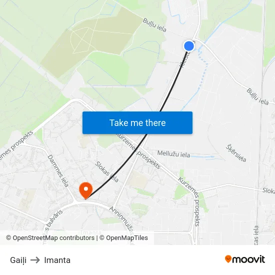 Gaiļi to Imanta map