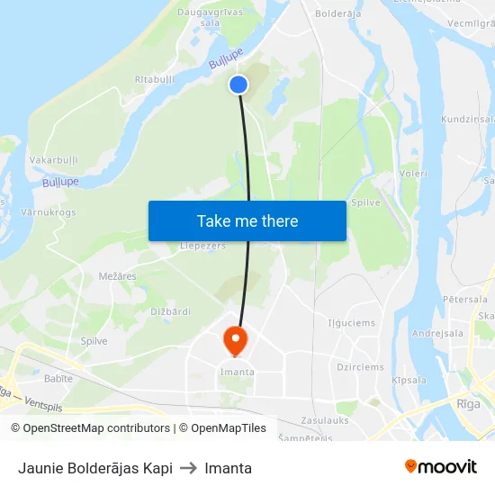 Jaunie Bolderājas Kapi to Imanta map